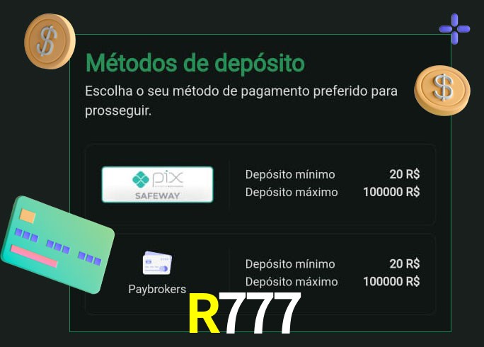 O cassino R777 oferece uma grande variedade de métodos de pagamento